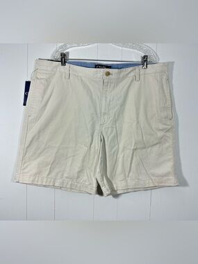 NEW Chaps Size 42 Chino Shorts Mens Washed Twill Flat Front 9 Inseam